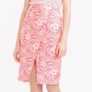 J.Crew Knee-Length Pink Floral Jacquard Skirt Size 2